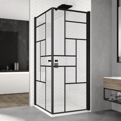 Sprchové kúty SanSwiss SOLINO BLACK LINE SOL1+SOL1 - Loft 73